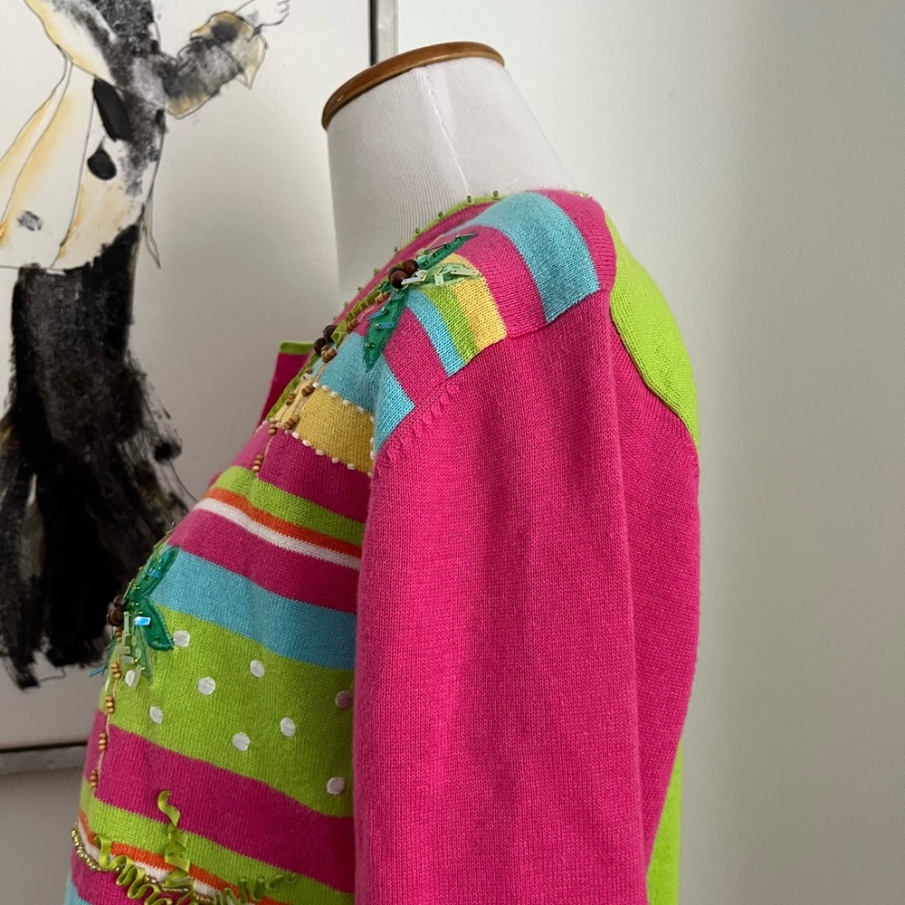 Jack B. Quick Striped Embellished Button Front Ca… - image 2